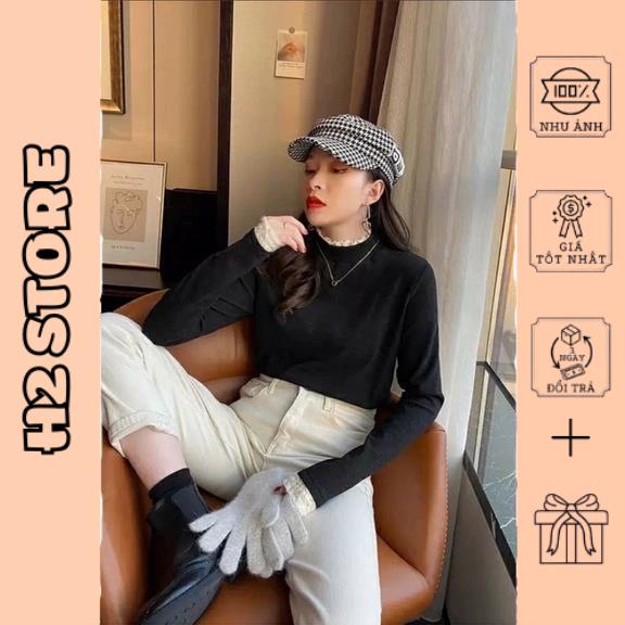 Áo len cổ 3p viền ren xinh full size