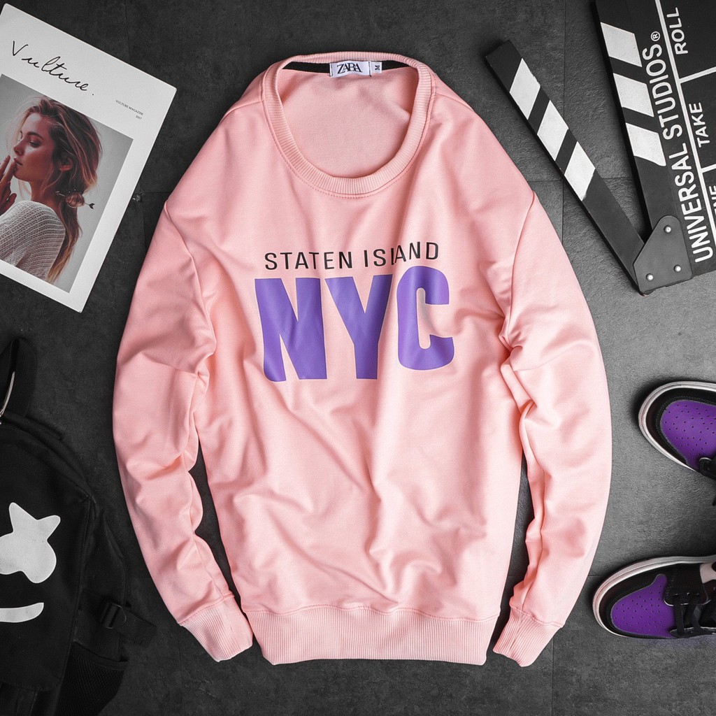 Áo sweater/ áo nỉ dài tay nam nữ phối chữ cá tính