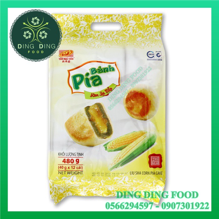 Bánh Pía Mini Chay Kim Sa Bắp 480g [12 BÁNH] Tân Huê Viên| Pía Kim Sa Chay| Pía Chay Mini| Sóc Trăng - DING DING FOOD