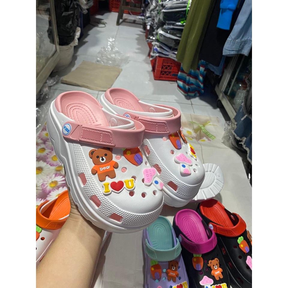 DÉP SỤC NHỰA ĐẾ CAO NỮ 6 MÀU ĐẸP KÈM 6 STICK SIZE 36-40