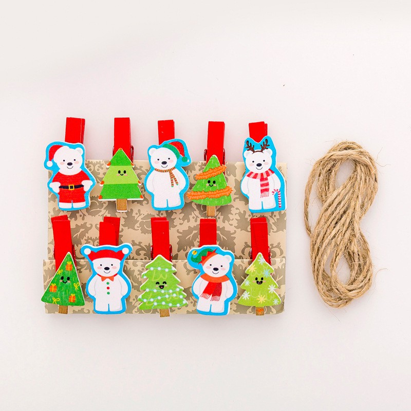 10c Kẹp gỗ trang trí giáng sinh cây thông NOEL quà tặng giáng sinh xinh xắn