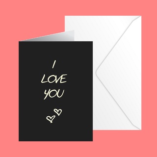 Thiệp Valentine, 8/3 I Love You màu đen nhiều mẫu tặng kèm bì thư