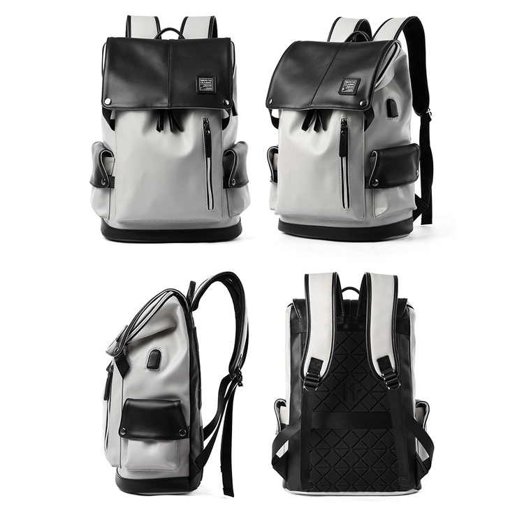 Balo da nam PU đựng laptop 15.6 inch chống thấm nước phong cách công sở dành cho nam backpack