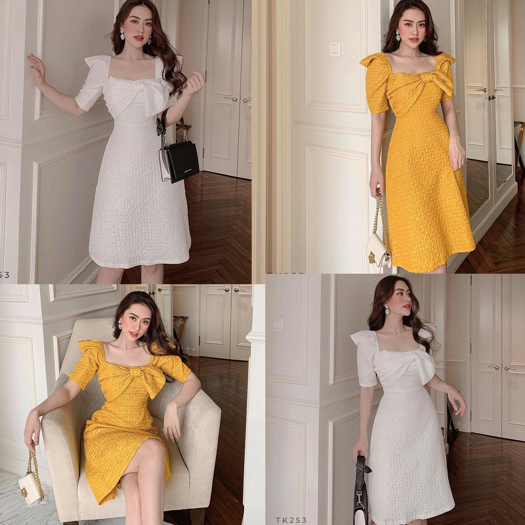 ĐẦM SUÔNG NHẸ TIỂU THƯ TAY BỒNG NƠ NGỰC QUÁ XUẤT SẮC ĐI TIỆC SIÊU SANG SIÊU XINH - QANU331