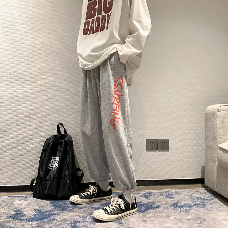 Quần thể thao ống rộng in họa tiết cổ điển thời trang cho nam M-8XL