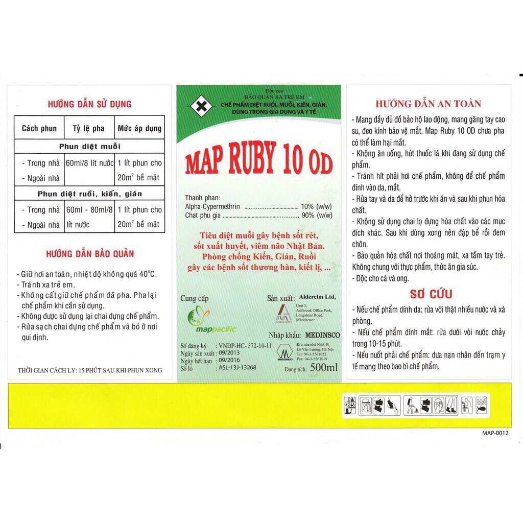 Thuốc diệt côn trùng MAP RUBI 10 OD chai 500 ml