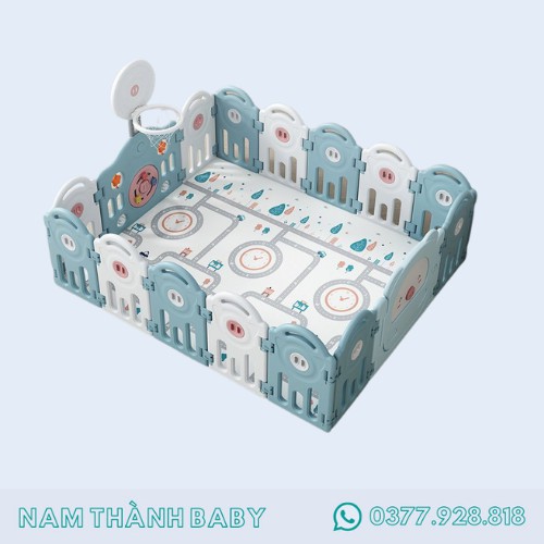 FREESHIP !!! Bộ quây cũi nhựa cho bé hình heo 9BABY - MÀU XANH