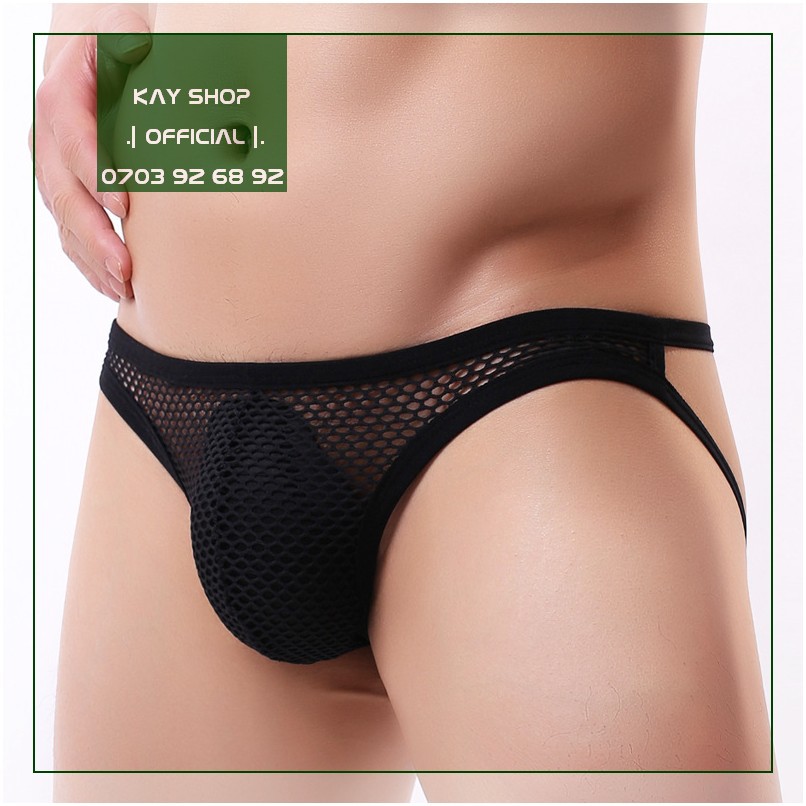 Quần lót jockstrap sexy dây khoe mông pha lưới - Quần sịp nam xuyên thấu định hình bờ mông gợi cảm ko kèm miếng lót kiu