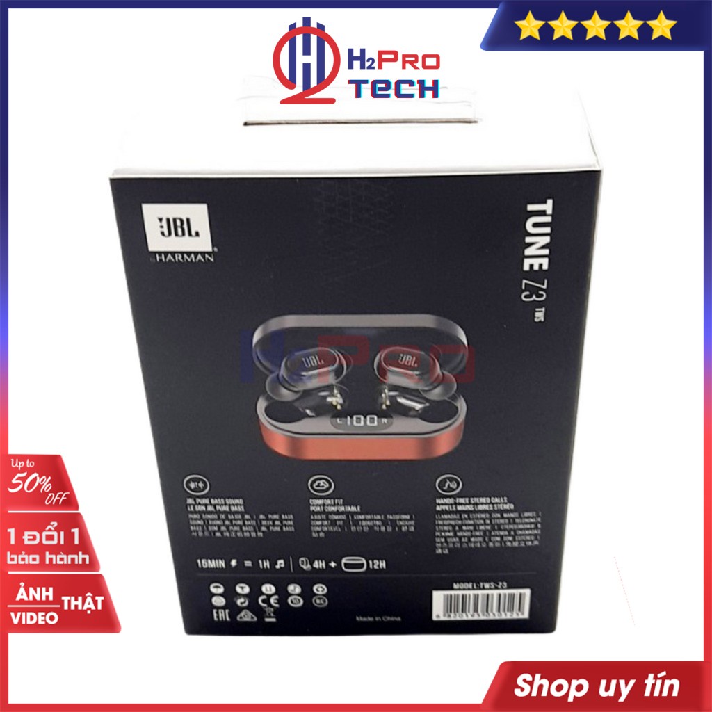 Tai Nghe Bluetooth, Tai Nghe Không Dây Tune Z3 TWS Chống Ồn-Pin Trâu 16h-Có Mic-Nhạc Hay (Tặng 4 Nút Tai)-H2pro Tech