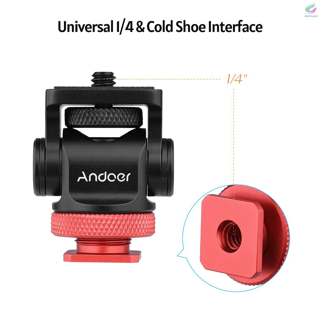 Đầu Chuyển Đổi Andoer Xoay 360 Độ Với Ốc Vít 1 / 4-inch Chuyên Dụng Cho Màn Hình Led / Micro