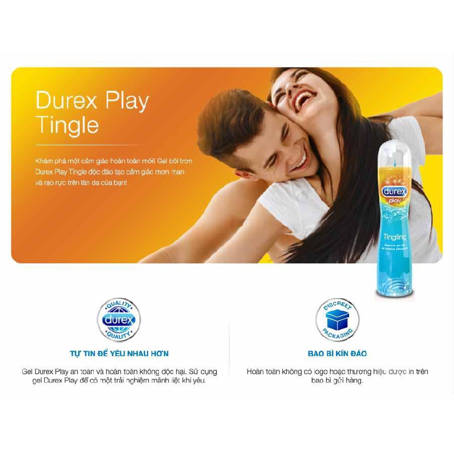 [bao cao su mỏng]Gel bôi trơn Mát Lạnh Durex Play Tingling Chai 100 ml