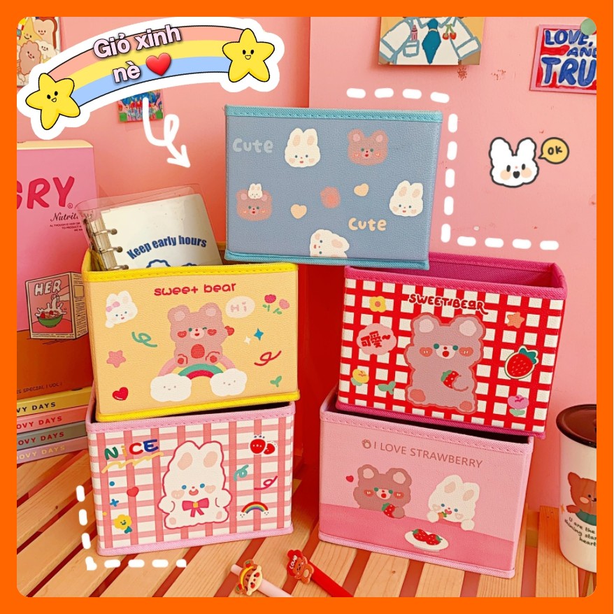 Giỏ đựng đồ bằng vải phong cách Hàn Quốc siêu cute - Khay đựng mỹ phẩm, đồ dùng cá nhân đáng yêu