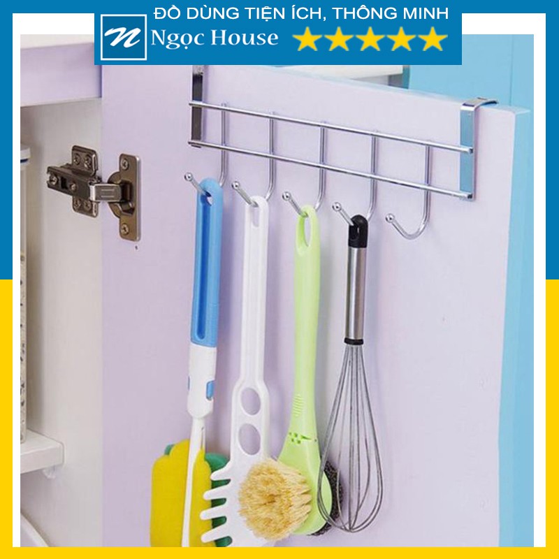 Thanh 5 Móc Treo Sau Cửa Nhà Bếp, Phòng Khách Inox Móc Đồ Dùng Tiện Lợi - Ngọc House