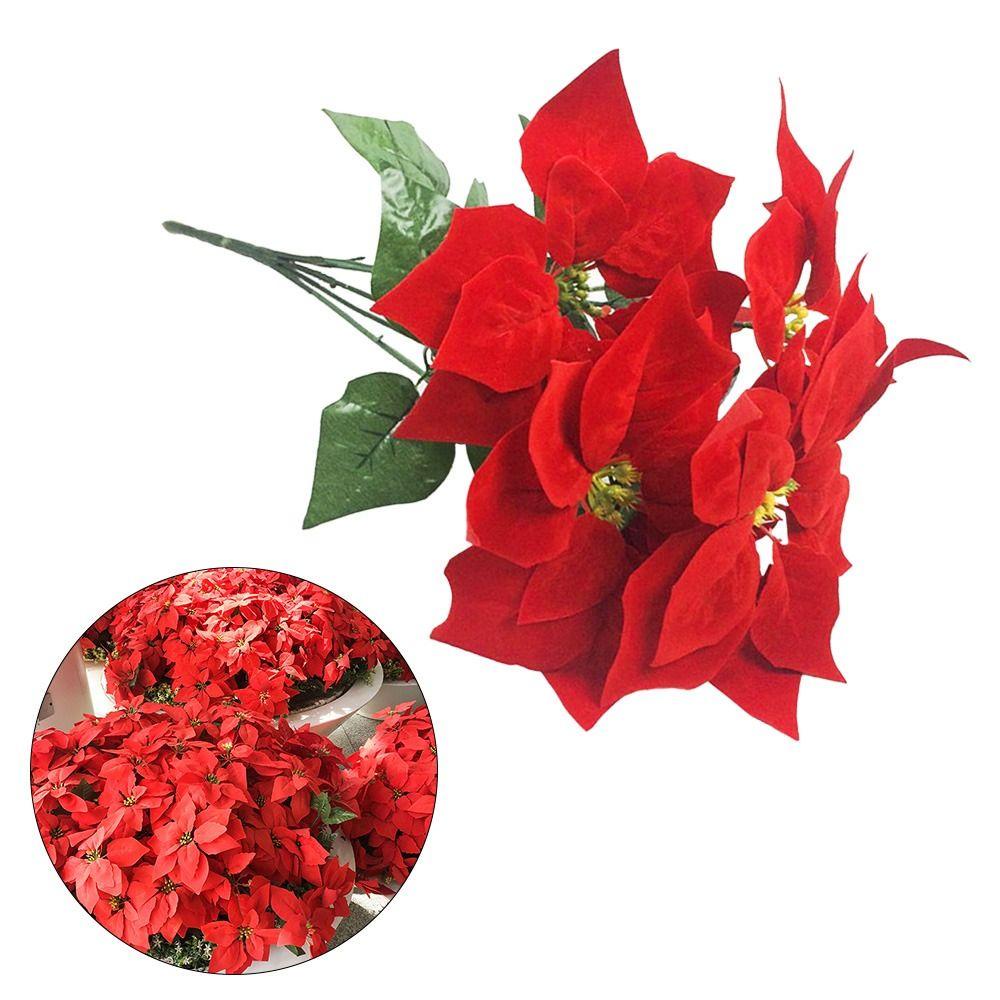 Bộ 5 Bông Hoa Nhân Tạo Dùng Trang Trí Tiệc Cưới / Giáng Sinh