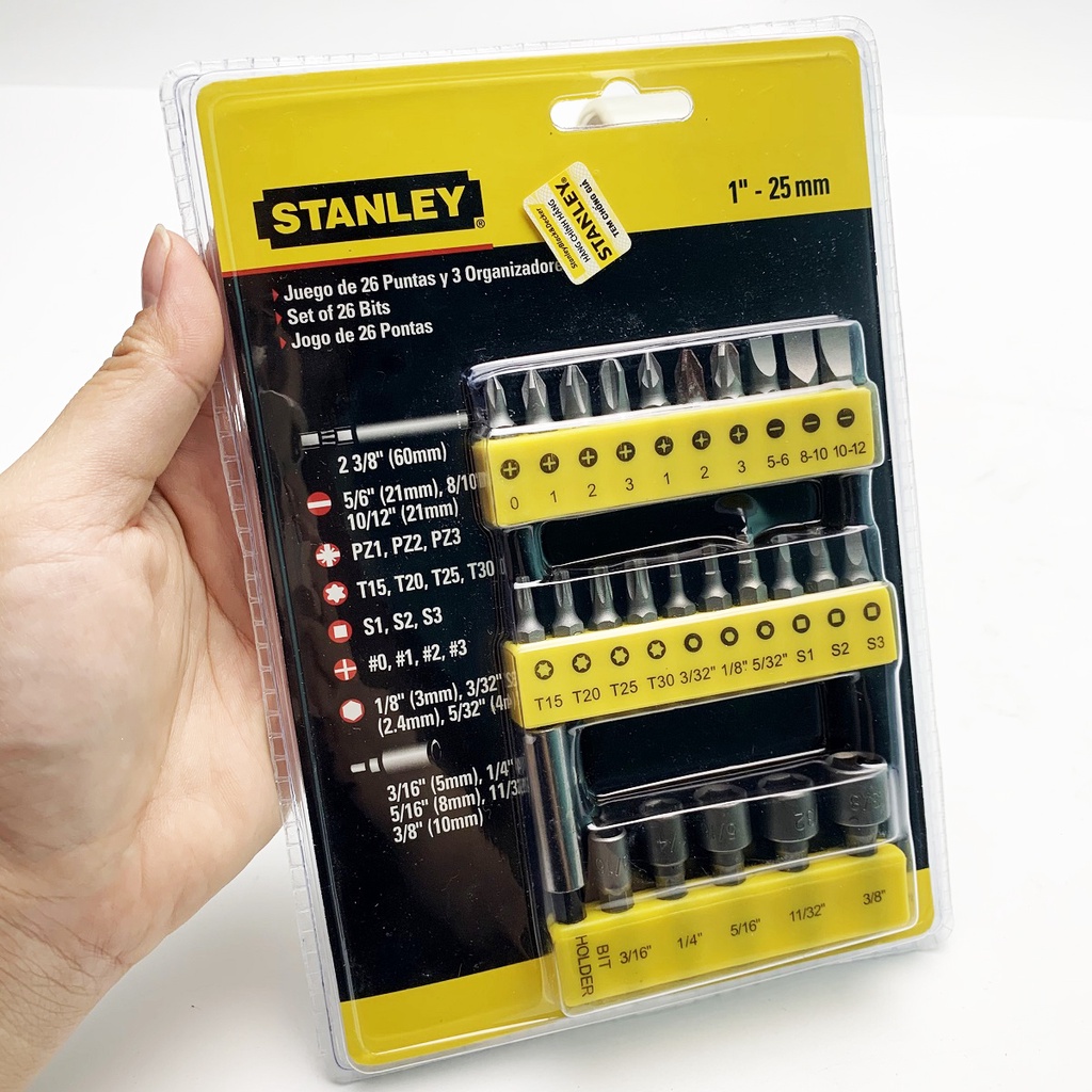 Bộ đầu vặn vít 29 chi tiết Stanley 68-071 - Sử dụng cho tua vít, máy bắt vít, đầu tuýp hiệu quả