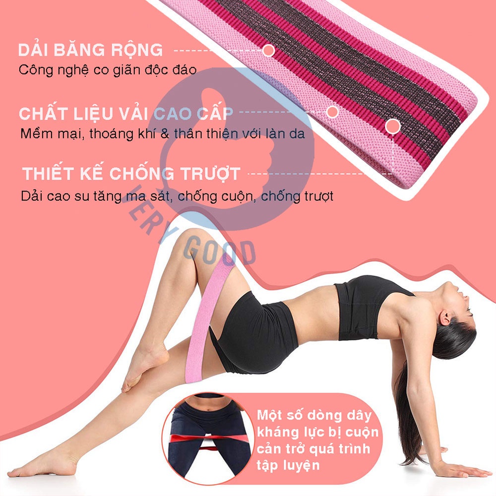 Dây kháng lực tập gym, dây kháng lực tập mông tay chân đùi dây vải Power mini Band đàn hồi phụ kiện tập gym SP002