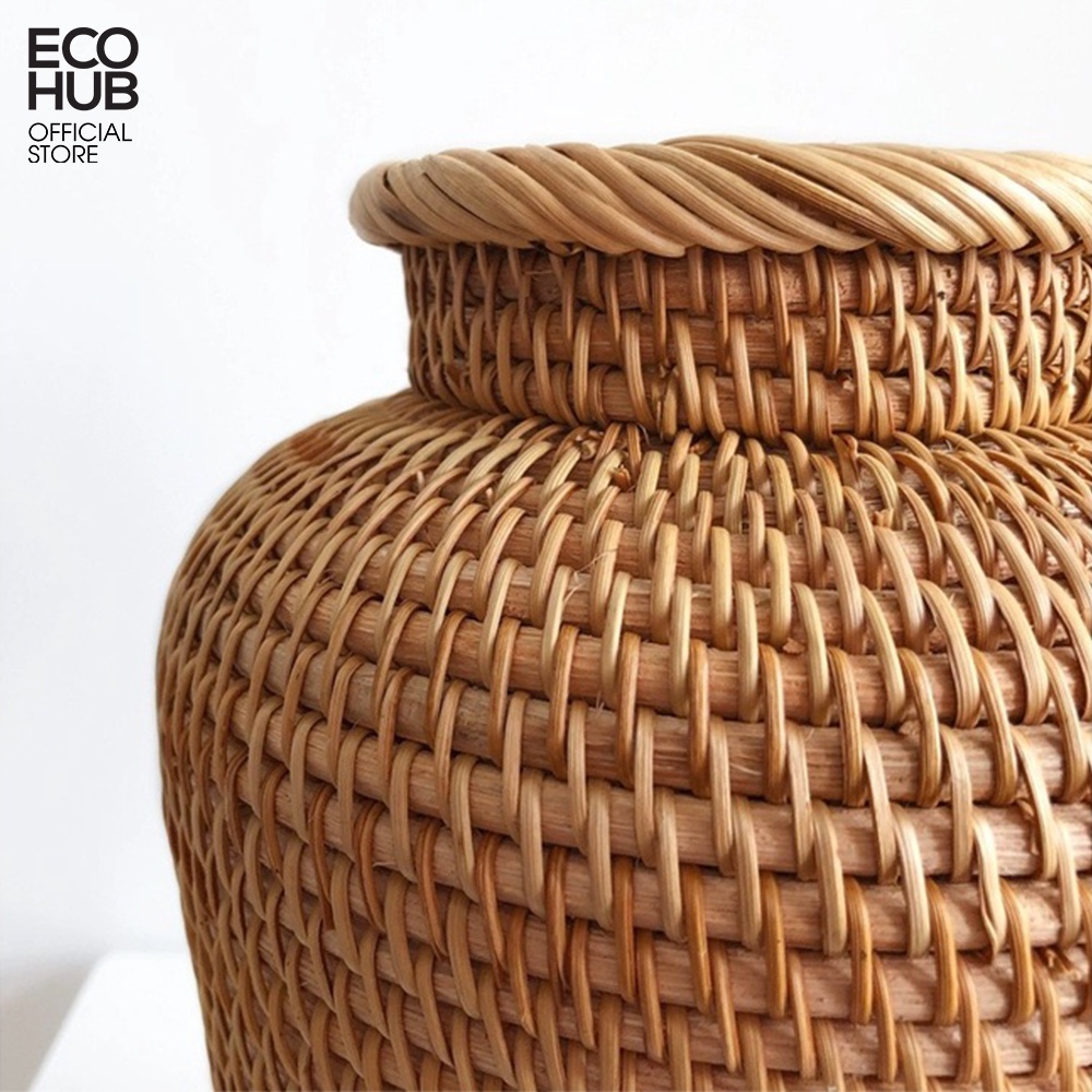 Bình hoa mây ECOHUB, bình hoa khô phòng khách,phòng ngủ, hoa trang trí (Rattan Flower Basket)