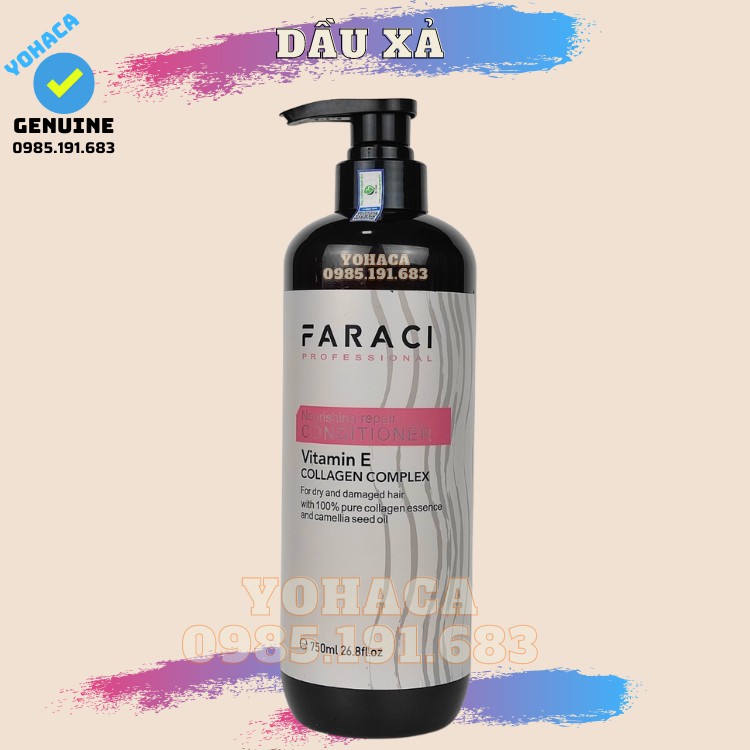 Dầu Gội Dầu Xả Faraci Vitamin E Collagen Complex Dưỡng Tóc 750ml