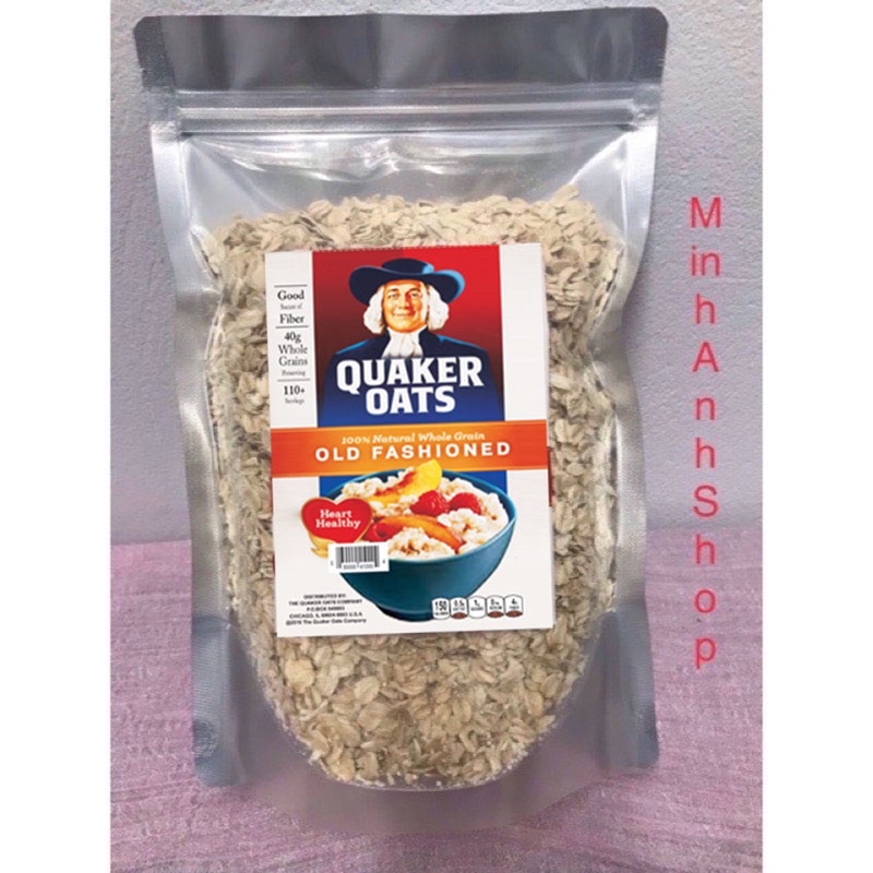 1kg Yến mạch Quaker Oats nguyên chất Mỹ (Cán dẹt - Cán vỡ)