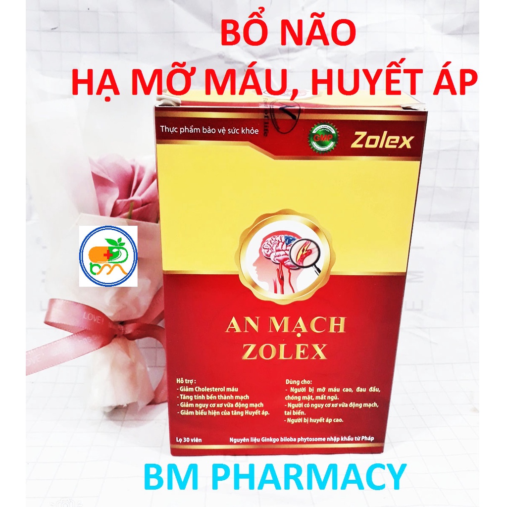 Viên uống bổ não AN MẠCH ZOLEX, giúp giảm mỡ máu, giảm đau đầu, chóng mặt, mất ngủ và giảm xơ vữa động mạch, h.uyết áp