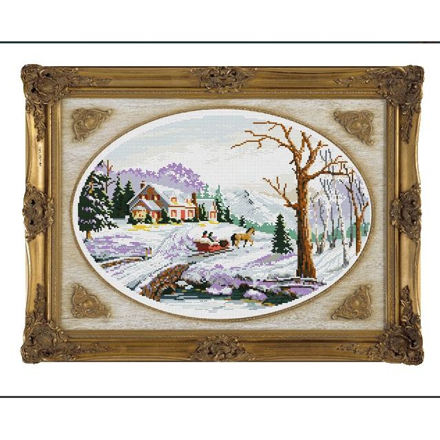 Tranh Thêu Chữ Thập Mùa Đông Tuyết Phủ RY1585 (KHÁCH TỰ THÊU) KT:55X40CM