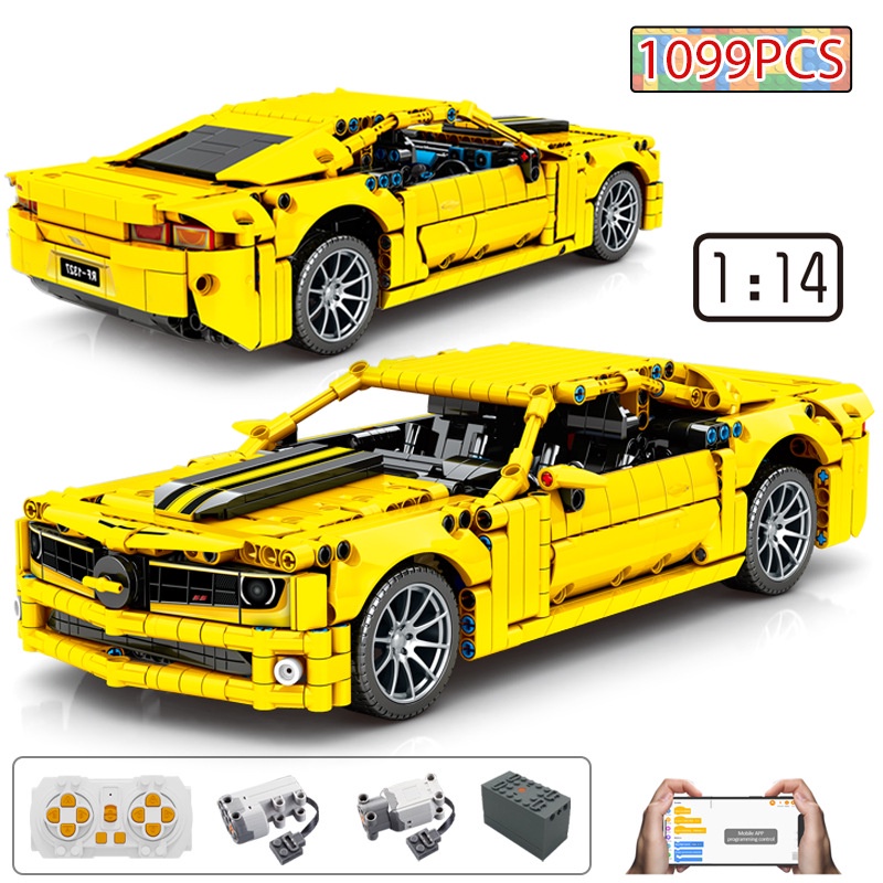 Đồ Chơi Lắp Ráp Kiểu LEGO TECHNIC Siêu Xe Thể Thao Điều Khiển Chevrolet Camaro Yellow Black No SY8617 Với 1099 Mảnh Ghép