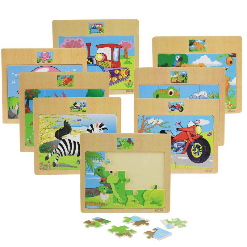 Combo 5 tranh ghép hình 12 mảnh - đồ chơi xếp hình, lắp ráp cho bé bằng gỗ chủ đề động vật và phương tiện giao thông