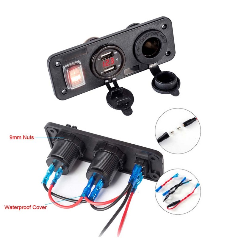 Vôn Kế 2 Cổng Usb 12v 24v Cho Xe Hơi / Tàu Thuyền