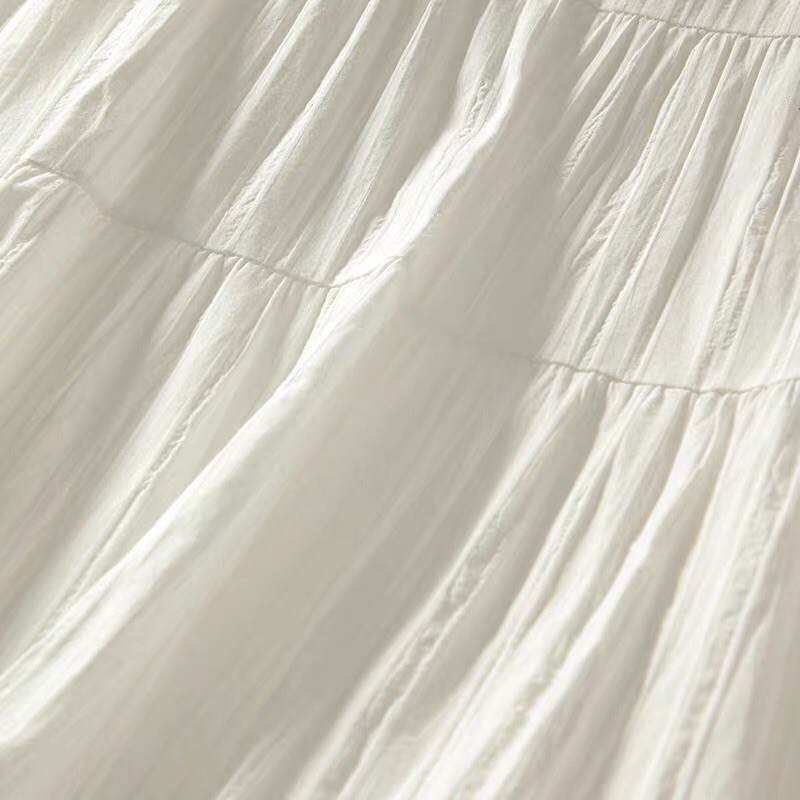 Váy đầm babydoll dáng dài form suông rộng màu trắng tiểu thư vintage ulzzang xinh xắn 2020