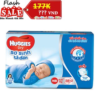 TÃ DÁN SƠ SINH HUGGIES SIZE NEWBORN 58+2 miếng - Cho bé dưới 5kg