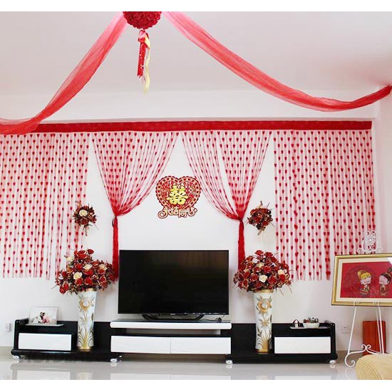 Rèm Cửa dệt sợi chỉ hình Trái Tim size lớn 9 mét vuông (3m x 3m)