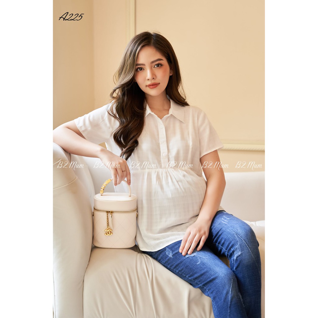 A225 Áo bầu đũi cổ đức cộc tay B2 MUM