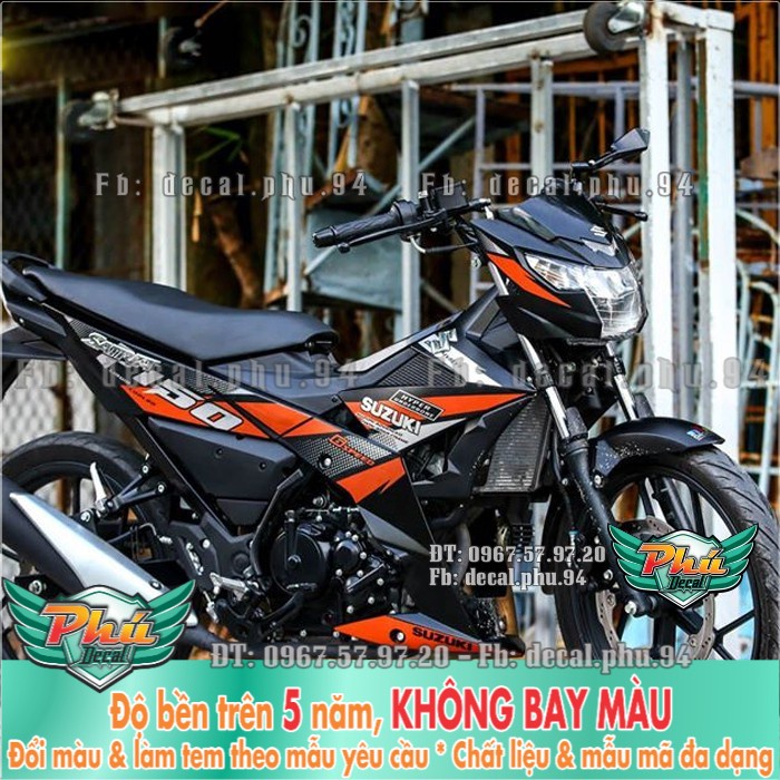 Tem rời Satria F150 đen cam (P) -1