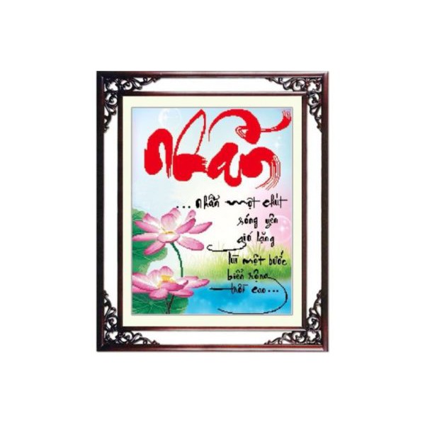 Tranh đính đá toàn bộ 5D-tranh thư pháp chữ Nhẫn-tranh treo tường