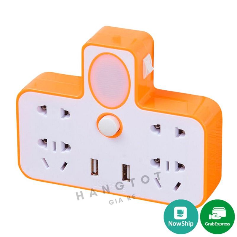 Ổ CẮM ĐIỆN THÔNG MINH KIÊM ĐÈN NGỦ VÀ CỔNG SẠC USB -  Cắm Điện Phát Sáng Hình Chữ T Nhỏ Gọn Đa Năng Có Đèn Ngủ Tiện Dụng