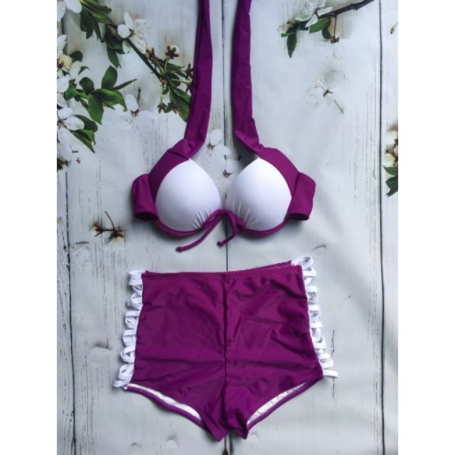 Bikini tím phối trắng