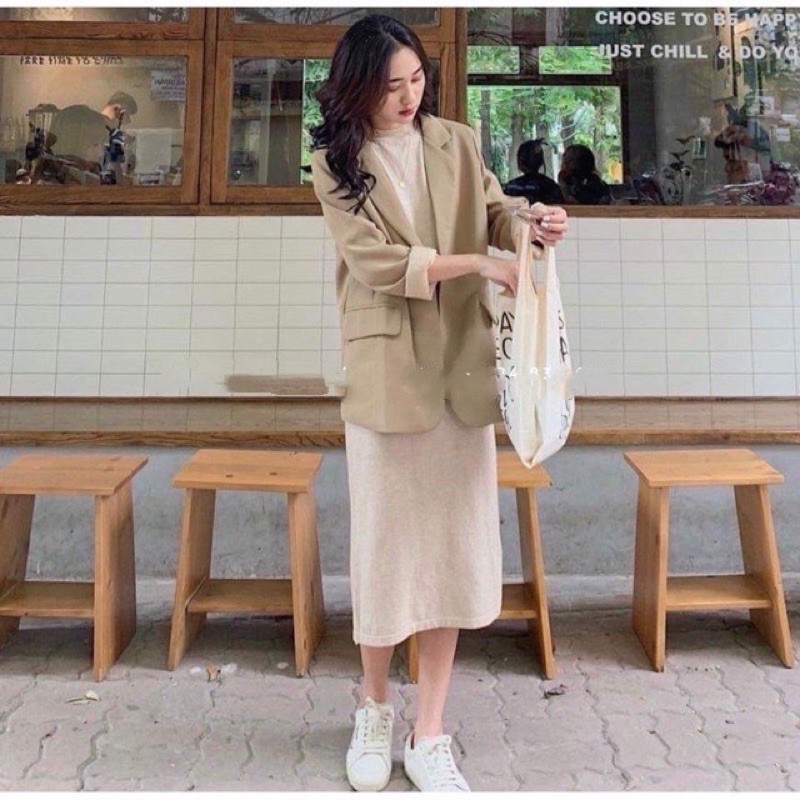 Áo BLazer Hàn Quốc 2 lớp túi nắp