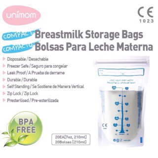 Túi trữ sữa Unimom Compact 210ml