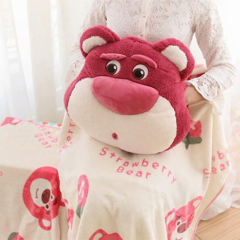 Gối gấu dâu tặng kèm mền