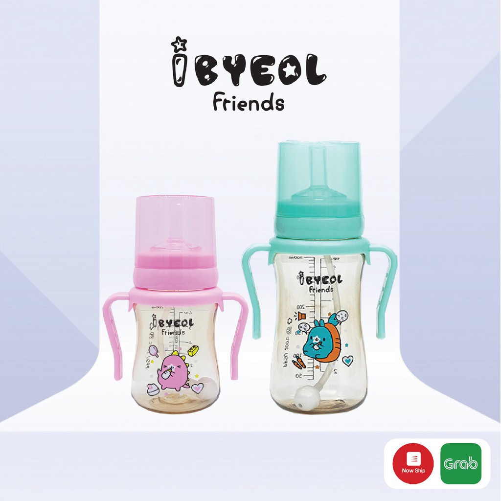 Bình ống hút tập uống cho bé IBYEOL Friends PPSU chính hãng Hàn Quốc 200ml/300ml