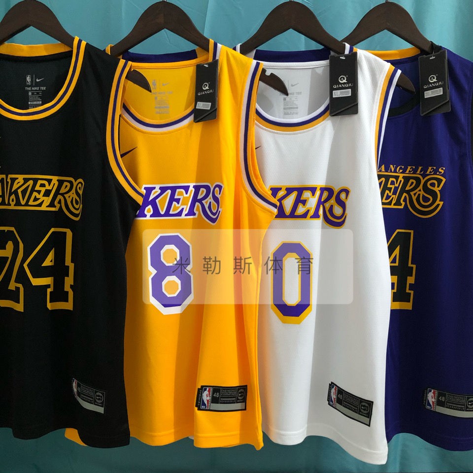 Bộ Quần Áo Bóng Rổ Đội Lakers Số 8 24 23 James 0 Dành Cho Nam