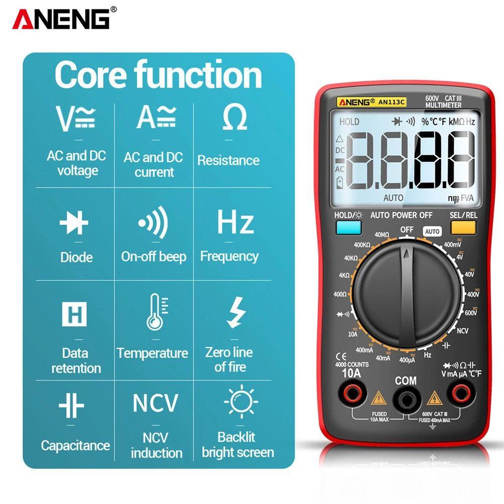 LAKAMIER Đồng Hồ Vạn Năng Kỹ Thuật Số Thông Minh ANENG AN113C / E Tự Động Thay Đổi AC / DC
