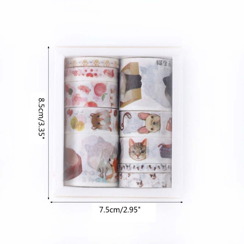 Bộ 10 Cuộn Băng Keo Dán Trang Trí Sổ Tay DIY