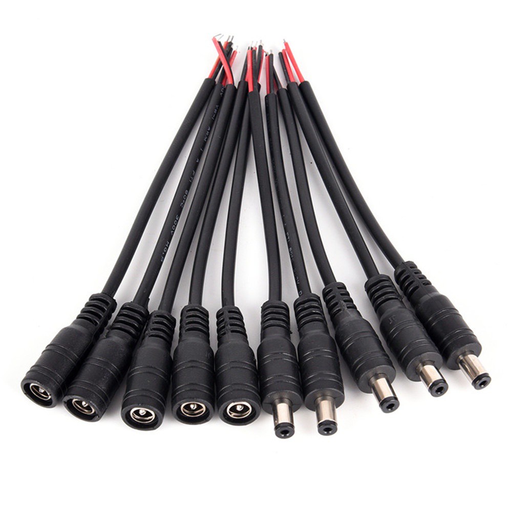Bộ 5 Cặp Dây Cáp Nối Dc Led 15cm Dài 5.5x2.1mm 12v Nhiều Màu Sắc