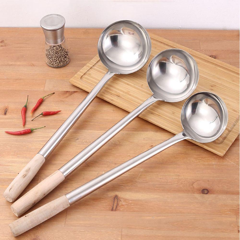 Muỗng Nấu Ăn Cán Dài Bằng Thép Không Gỉ Thiết Kế Độc Đáo Tiện Dụng Cho Nhà Bếp
