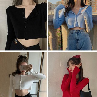 CC~Áo Khoác Cardigan Dệt Kim Tay Ngắn Thiết Kế Xinh Xắn Cho Nữ