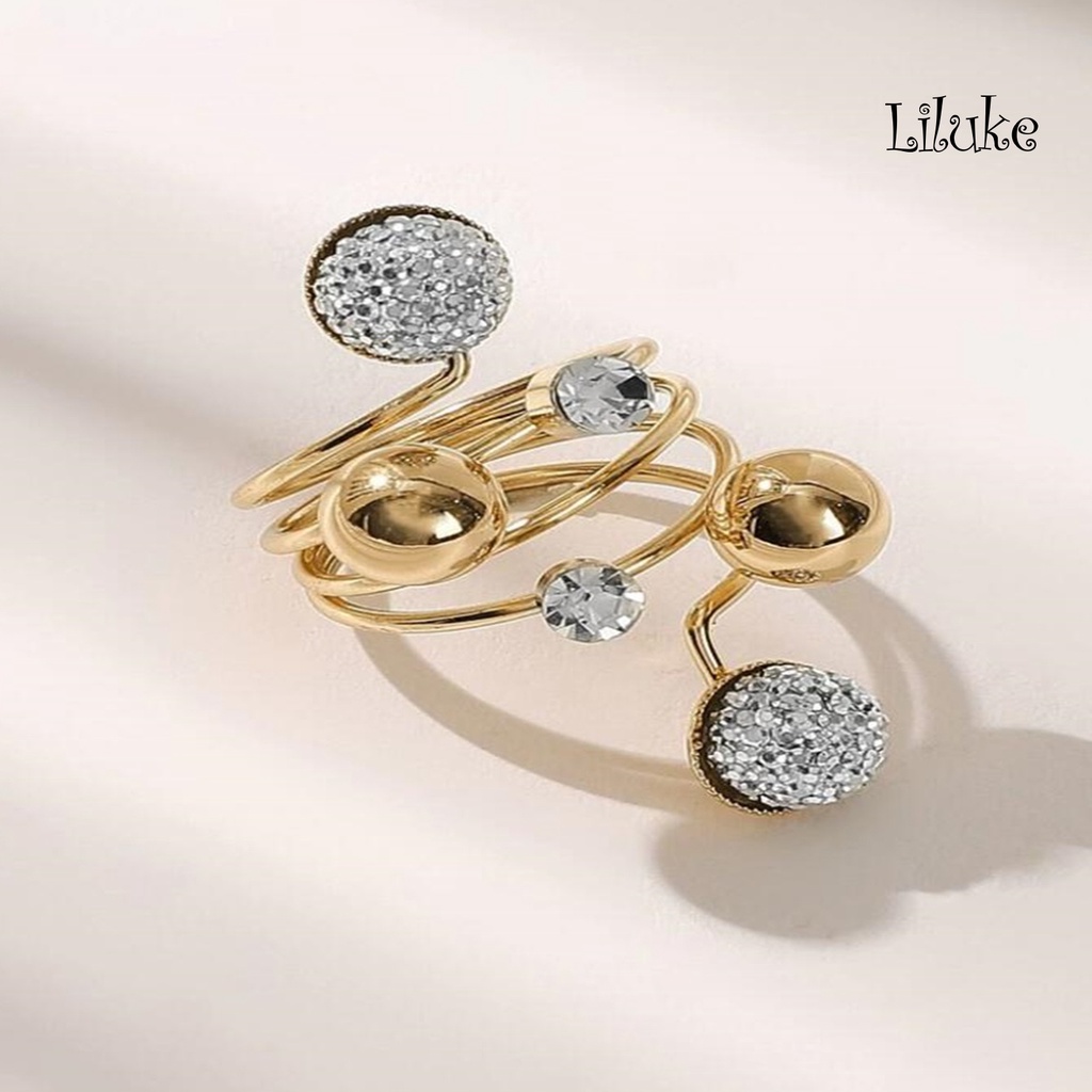 Nhẫn Hợp Kim Đính Ngọc Trai Nhân Tạo Lấp Lánh Có Thể Điều Chỉnh