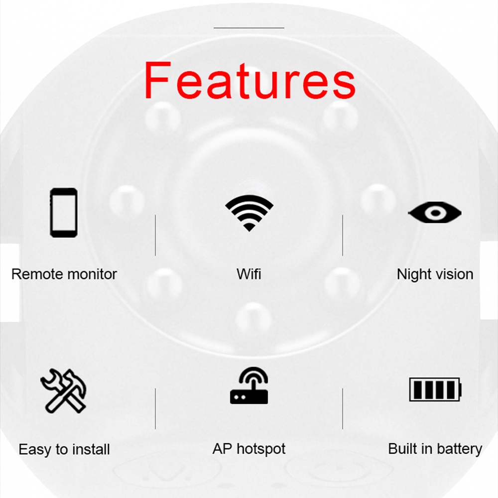 Camera Hồng Ngoại Mini CCTV 1080P Kết Nối WIFI, Hỗ Trợ Tầm Nhìn Ban Đêm