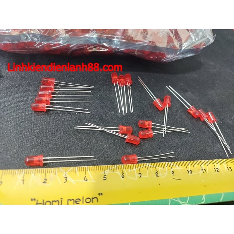 (100c) Led Chân cắm 5mm Đỏ, Chân Dài, Mới