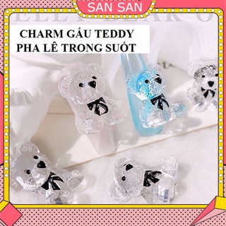 Gấu nơ trong suốt pha lê trang trí móng size to